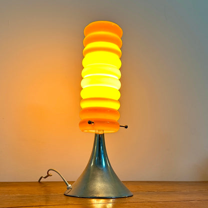 Lampe Vintage Orange – Base Tulipe Chromée & Abat-Jour en Verre