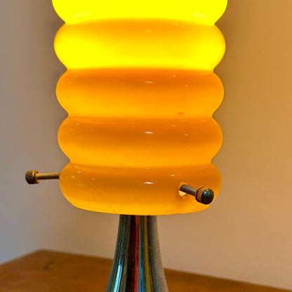 Lampe Vintage Orange – Base Tulipe Chromée & Abat-Jour en Verre