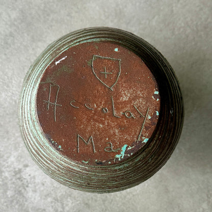 Vase Accolay en céramique émaillée turquoise – Années 60 – H 23 cm