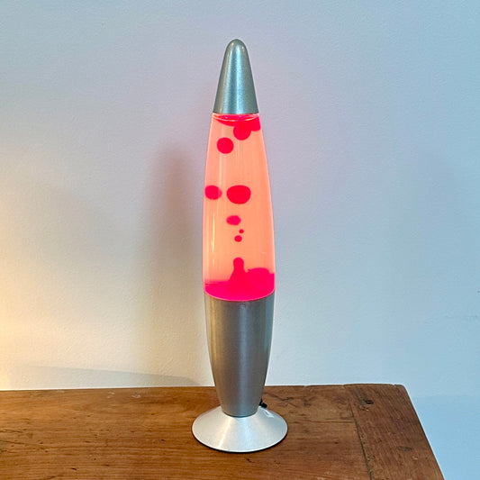 Lampe Psychédélique Lave Vintage - Métal et Verre - Rouge et Blanc