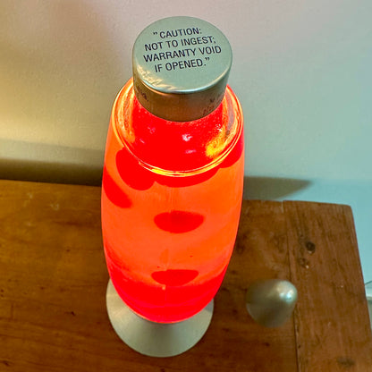 Lampe Psychédélique Lave Vintage - Métal et Verre - Rouge et Blanc