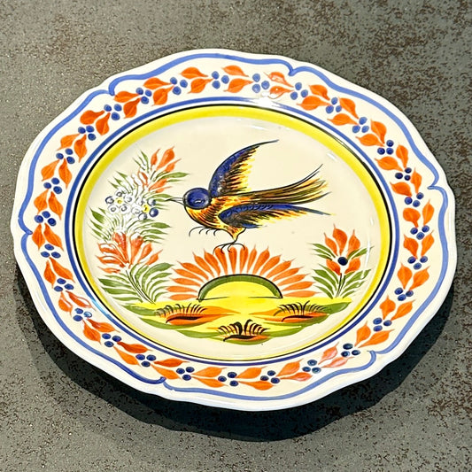 Assiette Faïence Bretonne Henriot Quimper – Décor Oiseau Multicolore
