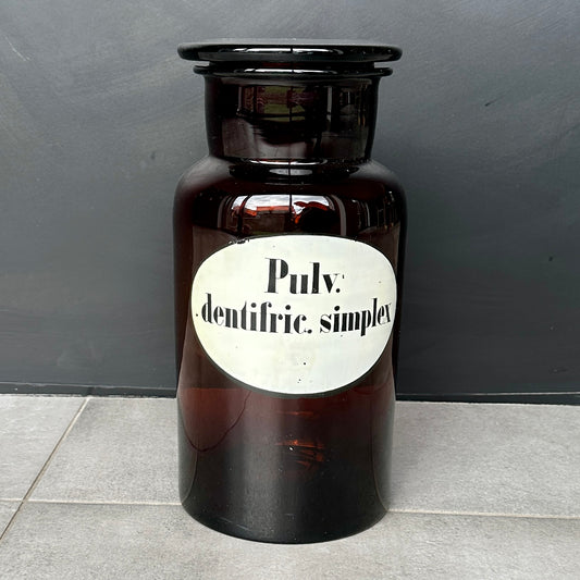 Grande Bouteille de Pharmacie Ancienne en Verre Ambre