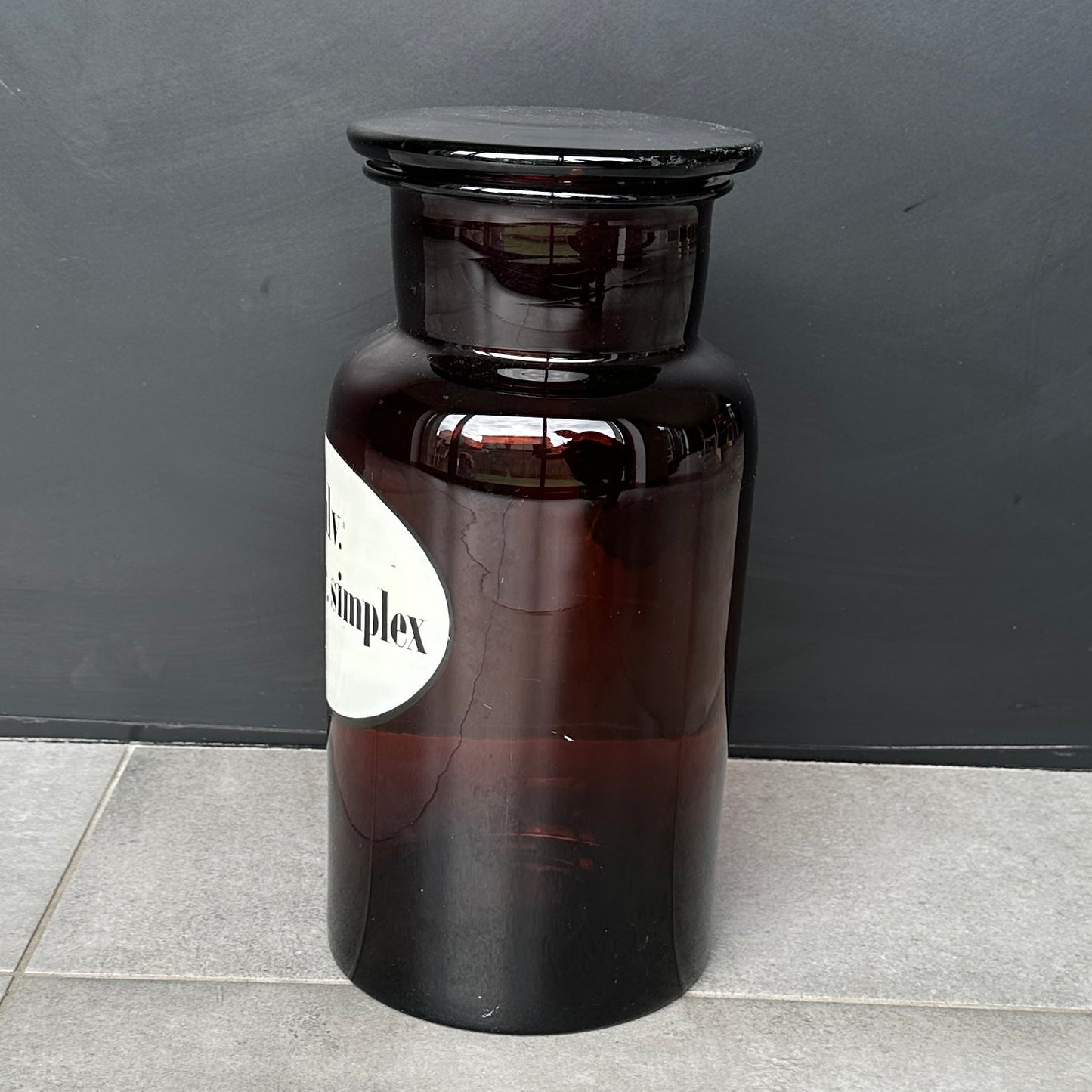 Grande Bouteille de Pharmacie Ancienne en Verre Ambre