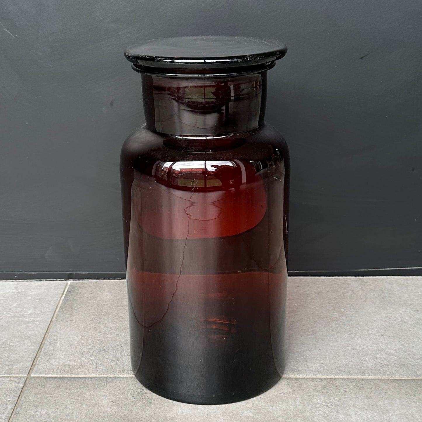 Grande Bouteille de Pharmacie Ancienne en Verre Ambre
