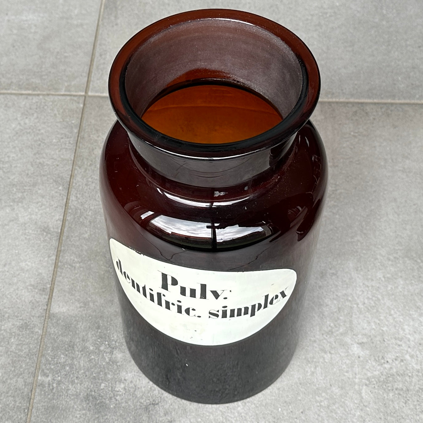 Grande Bouteille de Pharmacie Ancienne en Verre Ambre