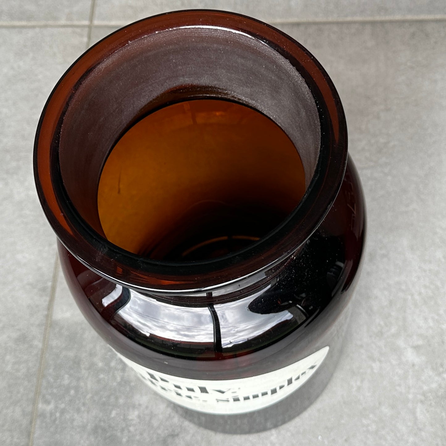 Grande Bouteille de Pharmacie Ancienne en Verre Ambre