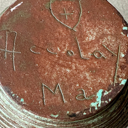 Vase Accolay en céramique émaillée turquoise – Années 60 – H 23 cm