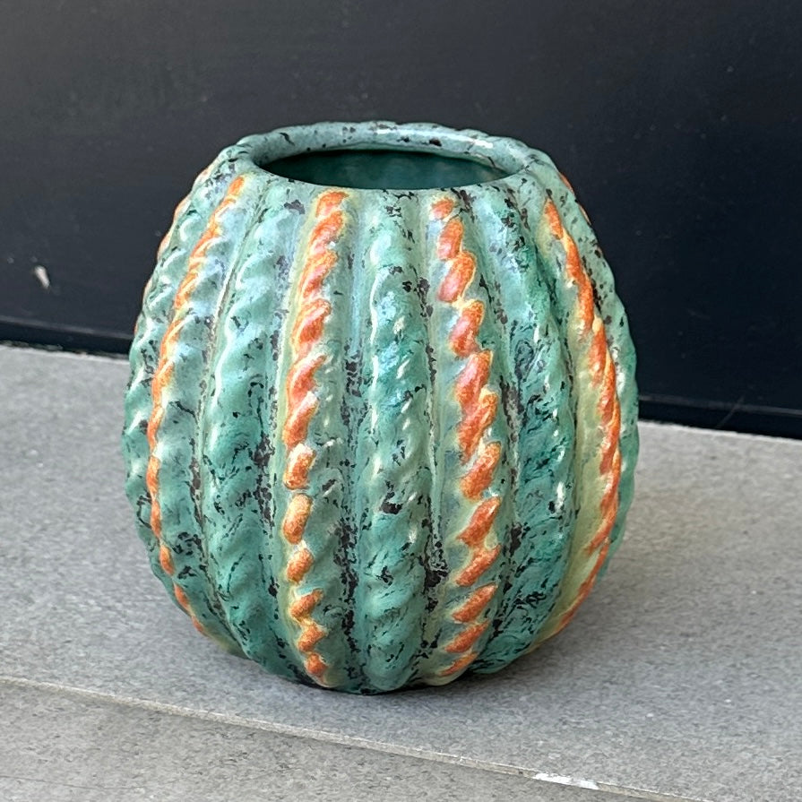 Vase melon en céramique émaillée Michael Andersen & Sons, design danois années 1930
