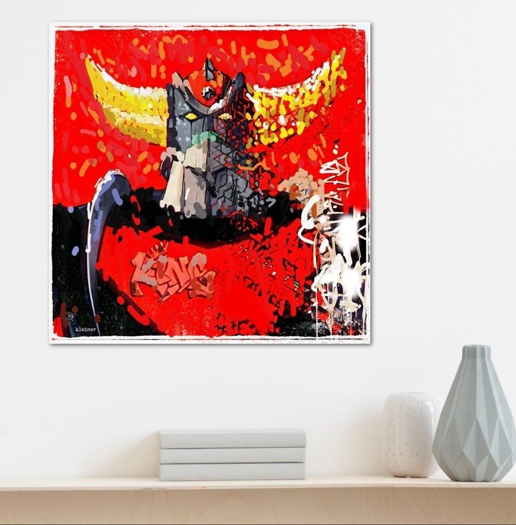 "Goldorak Red" - Oeuvre Originale de Dominique Kleiner - anime japonais - panneau aluminium