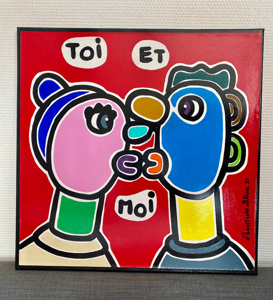 Peinture sur toile - "Moustache Bleue" (Olivier Derveloy dit)