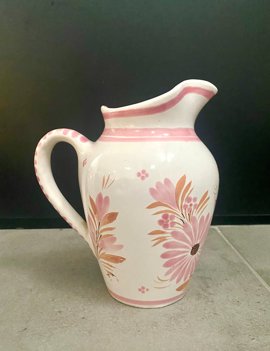Vase « HENRIOT - QUIMPER », fleuri rose en céramique - Années 70