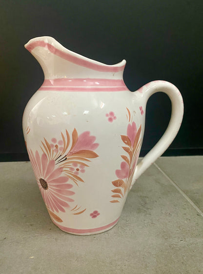 Vase « HENRIOT - QUIMPER », fleuri rose en céramique - Années 70