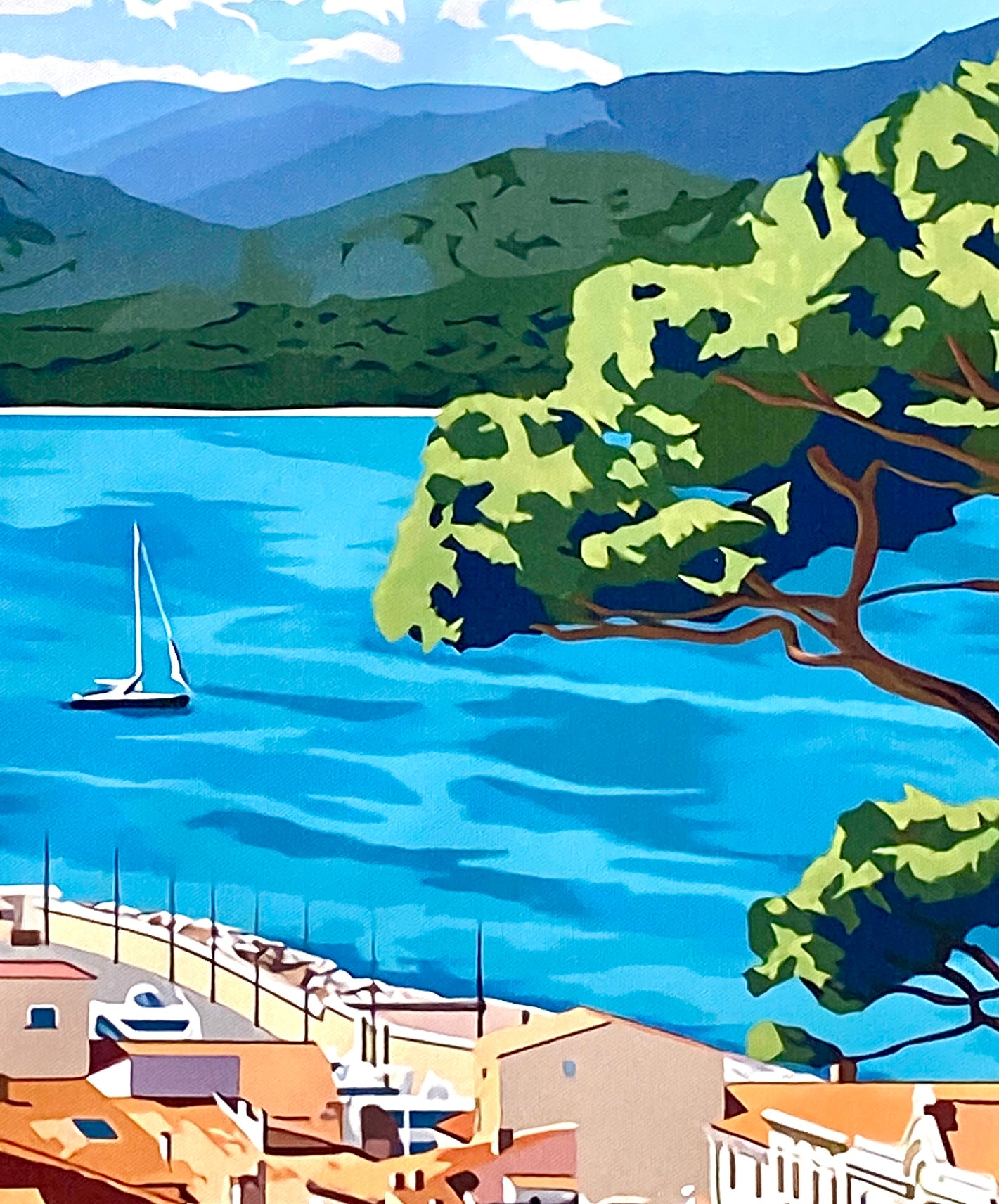 Affiche touristique vintage SAINT TROPEZ - FRENCH RIVIERA (en PVC, sans cadre)
