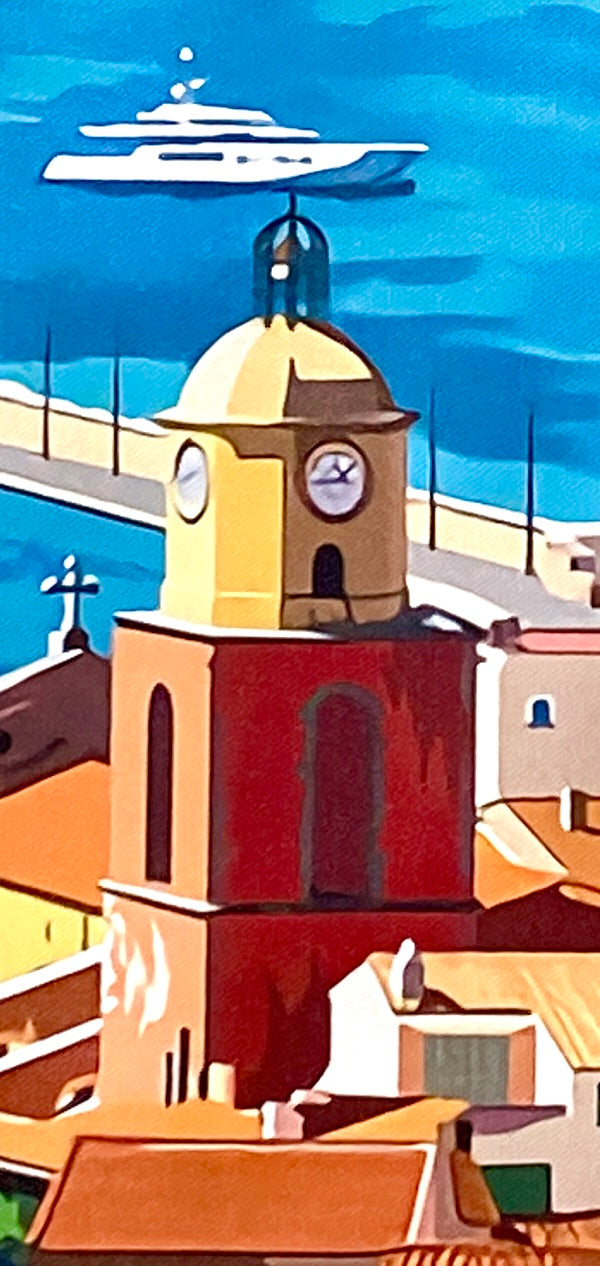Affiche touristique vintage SAINT TROPEZ - FRENCH RIVIERA (en PVC, sans cadre)
