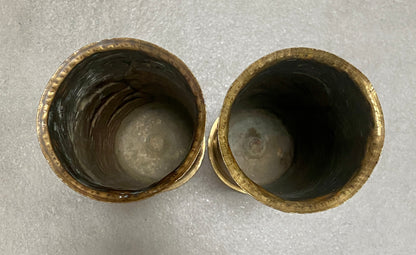 Paire de vases en cuivre - Obus 1914-18 - Allemands - Art des tranchées