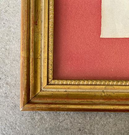 Lettre ancienne (1836) encadrée - cadre bois doré et velours rouge