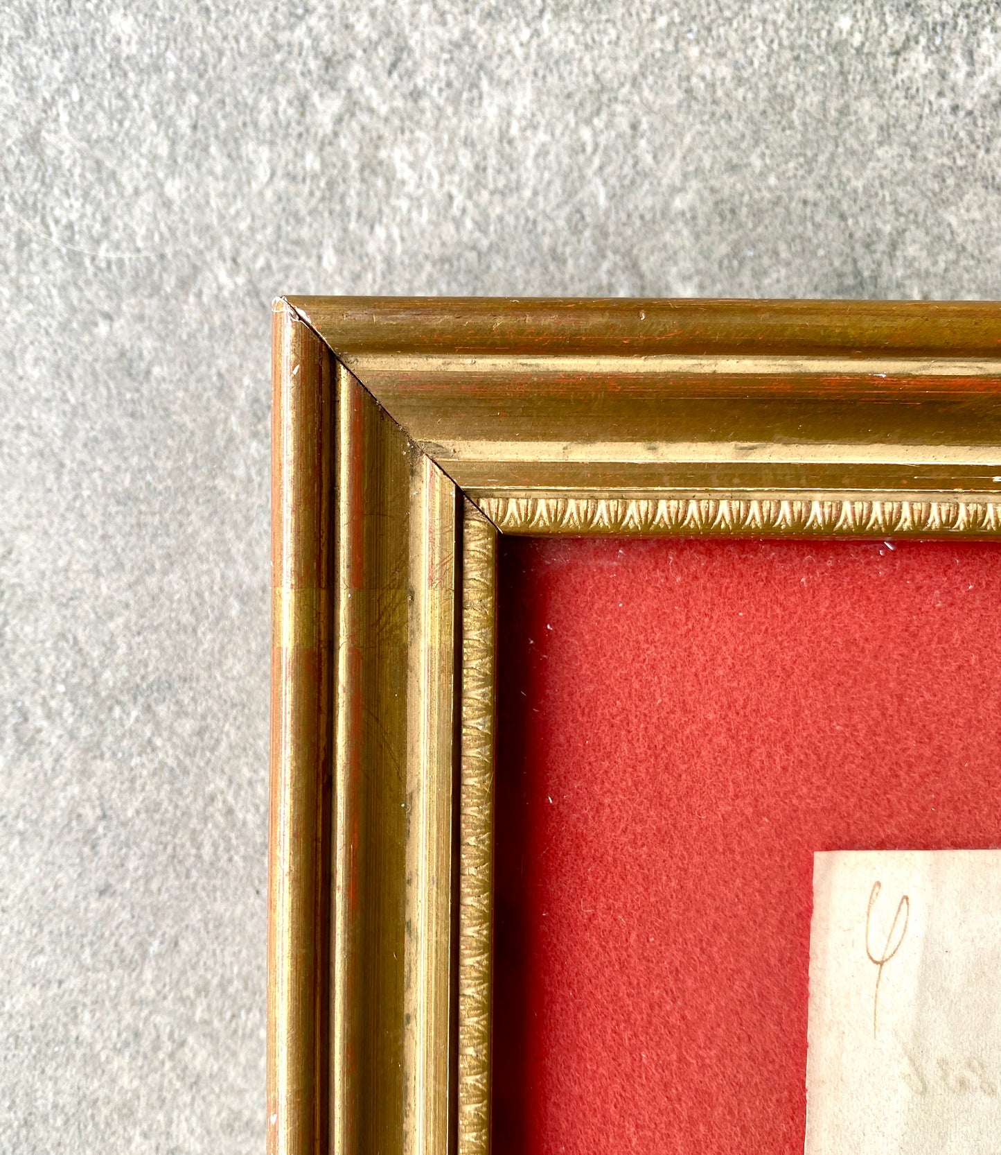 Lettre ancienne (1836) encadrée - cadre bois doré et velours rouge