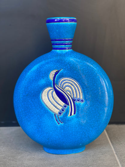 LONGWY - Vase gourde en faïence émaillée