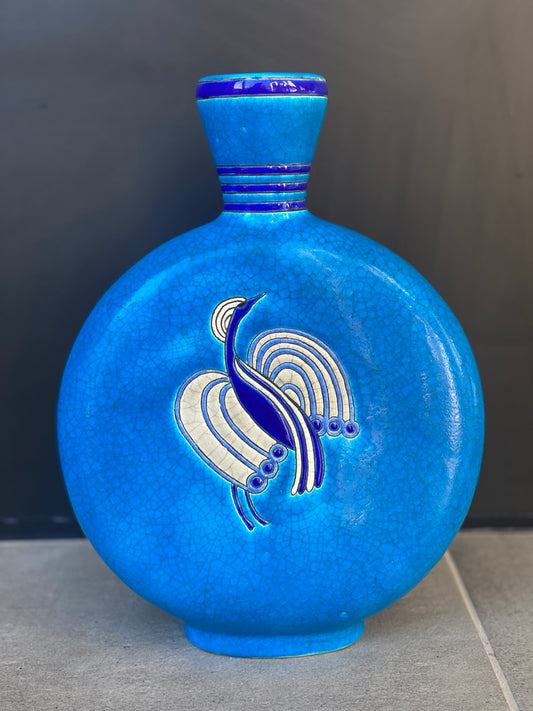 LONGWY - Vase gourde en faïence émaillée