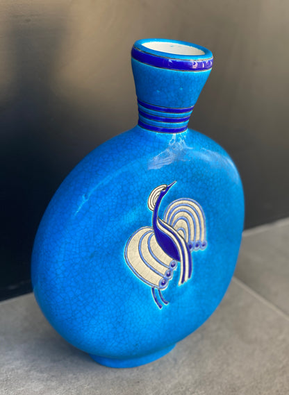 LONGWY - Vase gourde en faïence émaillée