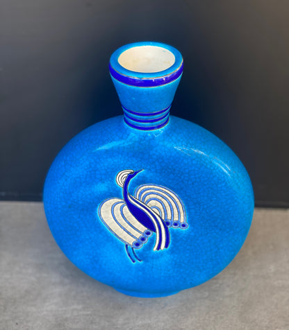 LONGWY - Vase gourde en faïence émaillée