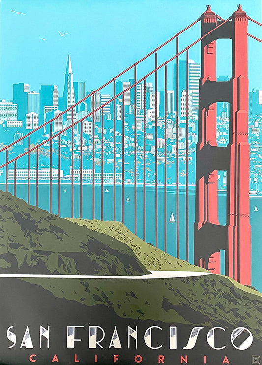 Affiche touristique vintage SAN FRANCISCO - CALIFORNIE (en toile PVC, sans cadre)